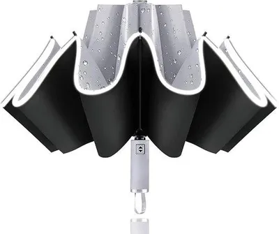 Produktbild von Unyqoos® sturmfester, faltbarer Reise-Regenschirm mit Automatik, 10 Streben, 210T Pongee, Ø 106/117 cm, 32,8 cm gefaltet, 99% UV-Schutz, für Erwachsene & Kinder