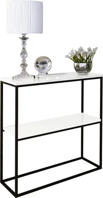 Zdjęcie produktu dla Konsola metalowa toaletka stolik półka stojąca loft biały połysk 60x20h80