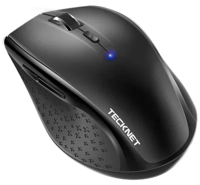 Produktbild von TECKNET Maus Kabellos, Bluetooth-Funkmaus, 4800 DPI Maus Kabellose Bluetooth Mouse 6 Verstellbare DPI Level, Ergonomische Maus mit Batterieanzeige für Laptop Computer, iPad Pro, Windows - Schwarz