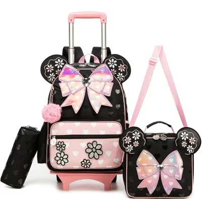 Produktbild von Kinder Trolley Rucksack Set Rosa mit Lunchtasche und Federmäppchen