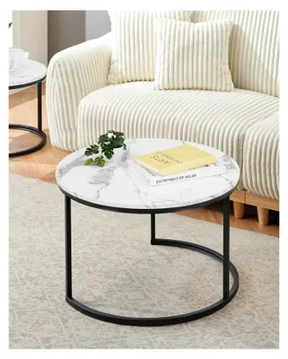 Produktbild von Couchtisch aus Marmor, Wohnzimmertisch in Weiß und Schwarz, 70 cm