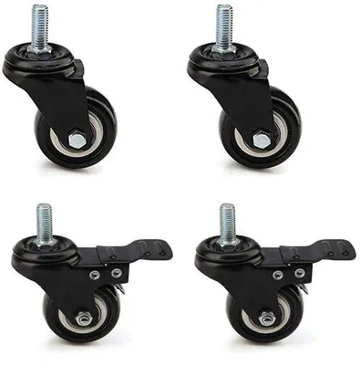 Produktbild von Set aus 4 Möbelrollen mit Bremsen, M8 x 25 mm Schwenkwelle, schweres Lastwagenrad klein, Tragfähigkeit 240 kg, 360° drehbar - für Transportrollen, Karren und Möbel