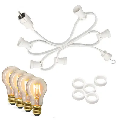 Illu-/Partylichterkette 5m - Außenlichterkette weiß - Made in Germany - 5 dimmbare Leuchtmittel