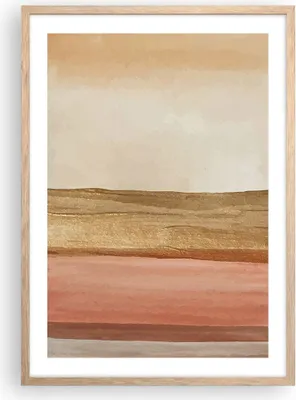 Produktbild von Gerahmtes Poster - Rahmen in heller Eiche - Gold Abstraktion Linien - 50x70 cm - Wand Bild - Wanddeko - Wandbilder - Kunstposter - Wandposter - Bilderrahmen - Bilder - Kunstdruck - P2NPA50x70-4739