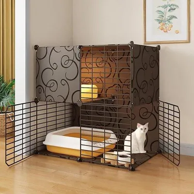 Produktbild von Katzenkäfig innen - Katzenringbank - Kätzchen Züge - Faltbares Design - 70 x 35 x 70 cm - Schwarz