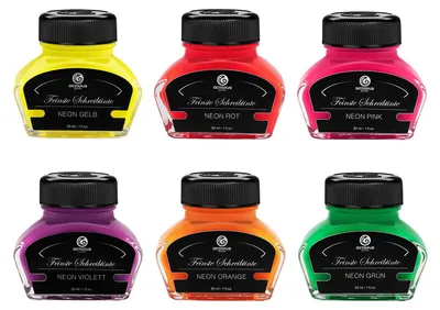 Textmarkertinte für Füllfederhalter, Neonfarben, 6 x 30 ml