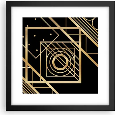 Produktbild von Gerahmtes Poster - Schwarzer Rahmen - Abstraktion Quadrat Gold - 30x30 cm - Wand Bild - Wanddeko - Wandbilder - Kunstposter - Wandposter - Bilderrahmen - Bilder - Kunstdruck - P2BAC30x30-4375