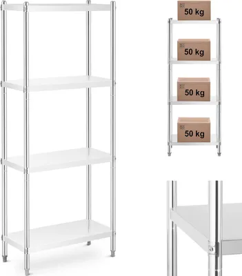 Zdjęcie produktu dla Regał Metalowy Magazynowy Gastronomiczny Do 200 Kg 70 X 40 X 180 Cm