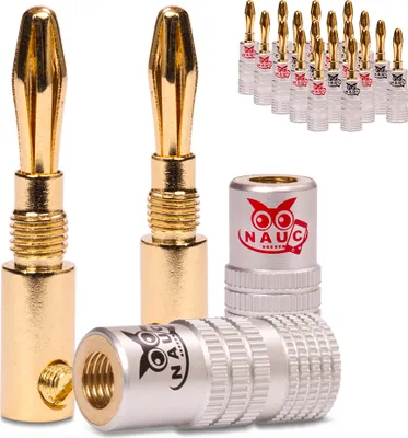 Produktbild von Bananenstecker 4mm NAUC 20x schraubbar vergoldet Lautsprecherkabel Profi Stecker