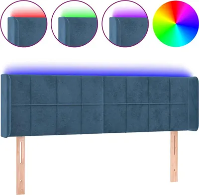 Produktbild von vidaXL LED Kopfteil Dunkelblau 147x16x78/88 cm Samt