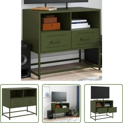 Produktbild von The Living Store TV-Schrank Olivgrün 68x39x60,5 cm Stahl