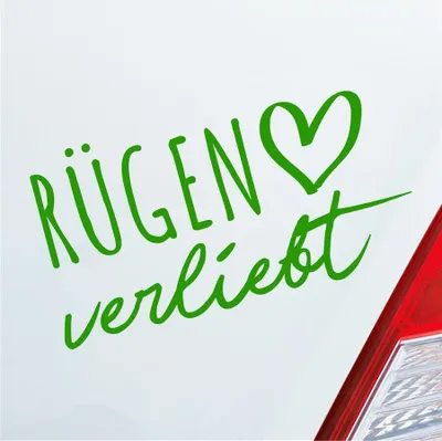 Produktbild von Auto Aufkleber Rügen verliebt Herz Insel Ostsee Liebe Car 19x10 cm Hellgrün Sticker Heckscheibenaufkleber