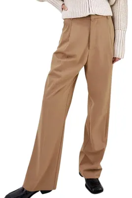 Obrázok produktu pre Zara – Dámske nohavice, elegantné, béžové, široké nohavice, veľkosť S