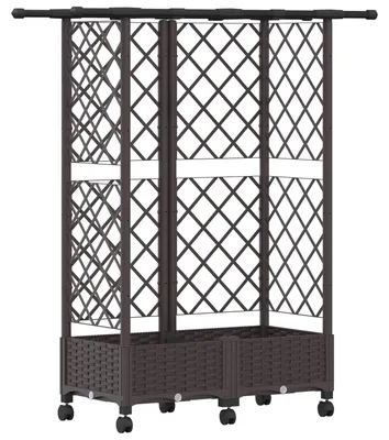 Produktbild von vidaXL Hochbeet mit Rankgitter und Dach Braun 124 x 40 x 127 cm PP