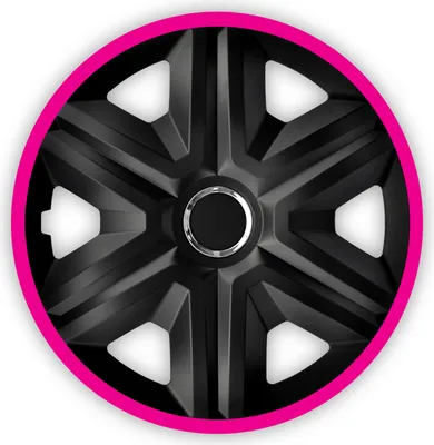 Zdjęcie produktu dla Uniwersalne kołpaki FAST LUX do samochodu 4 sztuki czarny/różowy 15"