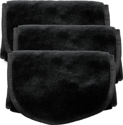 Produktbild von Intirilife 3er Set Abschminktücher Mikrofaser Make-Up Entferner Tuch für Gesicht in Schwarz - 40.5 x 17 cm - Abschminkpads weich waschbar Reinigungstuch wiederverwendbar 3 Stück Kosmetik Beauty
