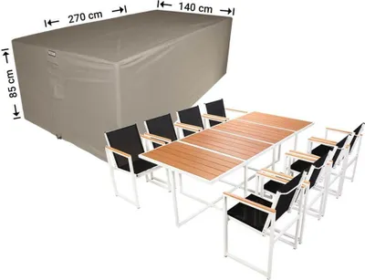 Produktbild von Raffles Covers Schutzhülle Sitzgruppe 270 x 140 H: 85 cm | Atmungsaktiv | Wasserdicht | UV-beständig | Doppelnähte | Elastischer Kordelzug