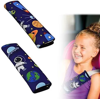 Productafbeelding van Cosensi- Veiligheidsgordelhoes 2 Stuks - Ademend Kussen - Ruimtepatroon - Huidvriendelijk - Geschikt voor Kinderen - 22 x 6,5 cm - Gordelkussen