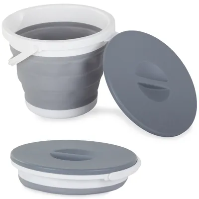 Image de Seau en silicone avec couvercle à charnière 5l