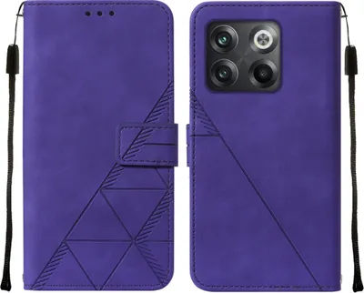 Produktbild von OnePlus 10T 5G Hülle, Schlank Prägung Flip Leder Kartenfächer Schutzhülle mit Ständer für OnePlus 10T 5G Lila
