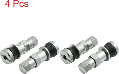 Image de 4pc argent Aluminium ton Pneu sans tube Auto tige valve bouchon anti-poussière