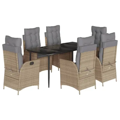 Immagine prodotto di vidaXL set da pranzo da giardino 7 pezzi con cuscini Beige poly rattan