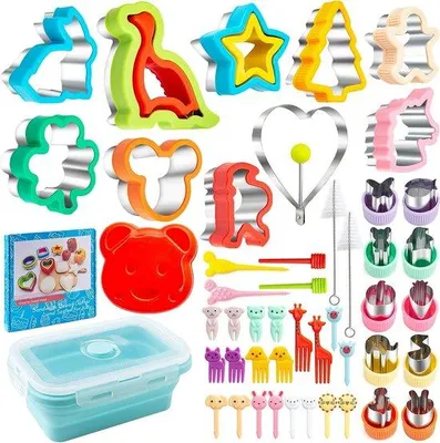 Produktbild von 48 Stück Ausstechformen Set aus Edelstahl, klein, schwarz, Weihnachtsbaum, Herz, Stern