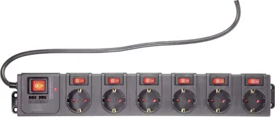 Produktbild von Renkforce RF-3313344 Überspannungsschutz-Steckdosenleiste Schwarz Schutzkontakt 1 St.