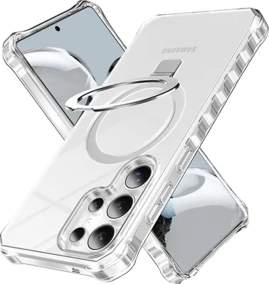 Produktbild von Samsung Galaxy S25 Ultra Hülle - Coverup ShockProof TPU Back Cover mit MagSafe Compatible Ring Kickstand - Transparent