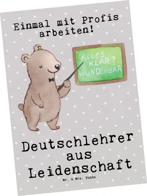 Produktbild von Mr. & Mrs. Panda Postkarte Deutschlehrer Leidenschaft - Grau Pastell - Geschenk, Postkarten, Ansichtskarten, Ansichtskarte, Grußkarte, Lustig, Spruch, Deutschunterricht