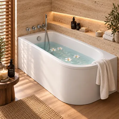 Produktbild von AQUA for you | Badewanne - Besco Jollin - asymmetrische Eckbadewanne - 160x75 cm - links - Weiß - mit Acrylschürze, Badewannenverkleidung