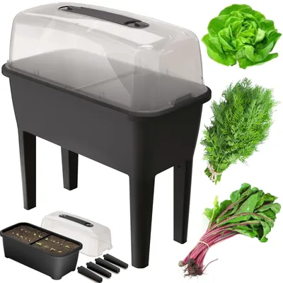 Obrázek produktu pro Miniskleník s ventilací s víkem květináč Pěstování sazenic zeleniny Antracit 77x82cm