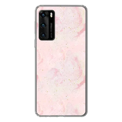 Produktbild von MuchoWow® Handyhülle Schutzhülle Hülle für Huawei P40 Marmor - Rosa - Glitter - Gold - Muster Silikon Softcase Handy Hülle - Handytasche
