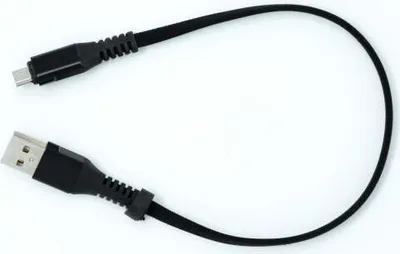 Produktbild von System-S USB A Stecker zu Micro USB Stecker Kabel Flachkabel 32 cm in Schwarz