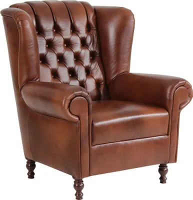 Produktbild von Ohrenbackensessel Katreen Bezug Wischleder Buche nussbaum dunkel / braun 22784