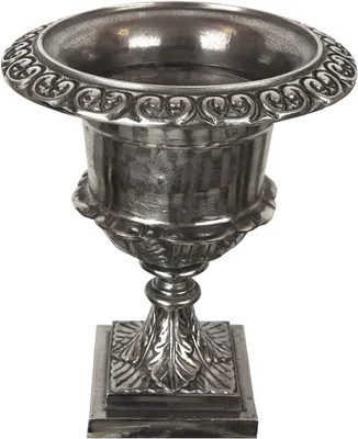 Zdjęcie produktu dla Casa Padrino Barokowa doniczka / doniczka antyczne srebro Ø 34 x wys. 58,5 cm - Aluminiowa doniczka w stylu antycznym
