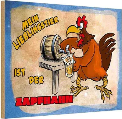 Produktbild von vianmo Holzschild 20x30 cm mein Lieblingstier ist Zapfhahn Spruch Zitat