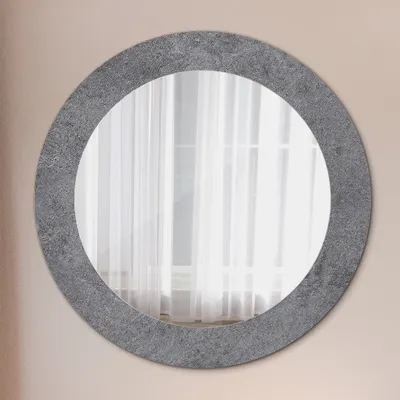 Produktbild von Ø60cm Spiegel - Glasrahmen mit Aufdruck - Wandspiegel Schlafzimmer - Federn