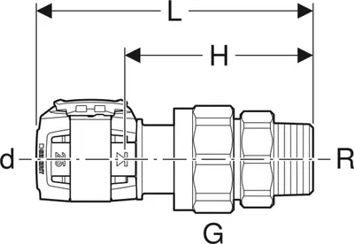 Produktbild von Geberit GE FlowFit Übergangsverschraubung, Siliziumbronze, d 40 mm, R 1 1/4 Außengewinde, 1 Stk.