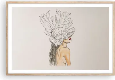 Produktbild von Gerahmtes Poster - Rahmen in heller Eiche - Mode Frau Zeichnung - 91,5x61 cm - Wand Bild - Wanddeko - Wandbilder - Kunstposter - Wandposter - Bilderrahmen - Bilder - Kunstdruck - P2NAA91x61-4873