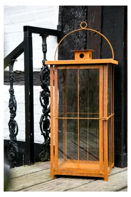 Produktbild von RIESIGE stabile Laterne H: 120cm B: 50cm Rost Metalllaterne Stalllaterne