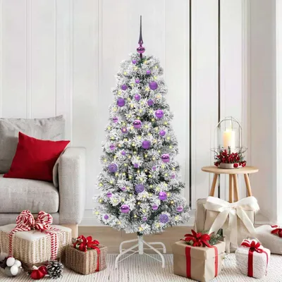 Productafbeelding van Maison Exclusive - Kunstkerstboom, inklapbaar, groen en wit, 150 cm