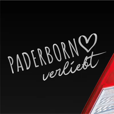 Produktbild von Auto Aufkleber Paderborn verliebt Herz Stadt Heimat Liebe Car 19x7 cm Silber Sticker Heckscheibenaufkleber