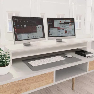Obrázek produktu pro vidaXL Stojan na monitor bílý 100x24x13 cm Dřevěný materiál