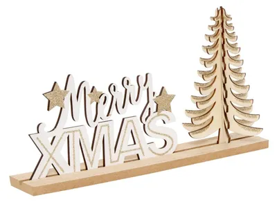 Produktbild von Dekoratives Weihnachtswort aus Holz mit Tannenbaum-Motiv, L 30 cm