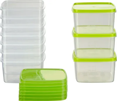 Produktbild von MiraHome Vorratsdosen Sets verschiedene Größen rund/quadratisch grün – Vorratsdosen mit Deckel Luftdicht – Gefrierdosen für Mealprep & Küche