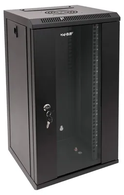 Produktbild von Serverschrank Netzwerkschrank Wandgehäuse - 10 Zoll - 12 HE - Glastür - Schwarz - Wand- und Bodenmontage
