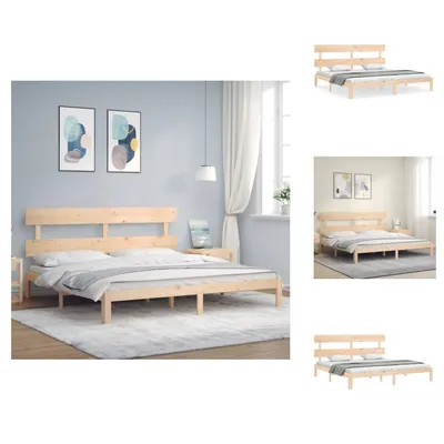 Produktbild von vidaXL Massivholzbett mit Kopfteil 200x200 cm -  Betten & Bettgestelle