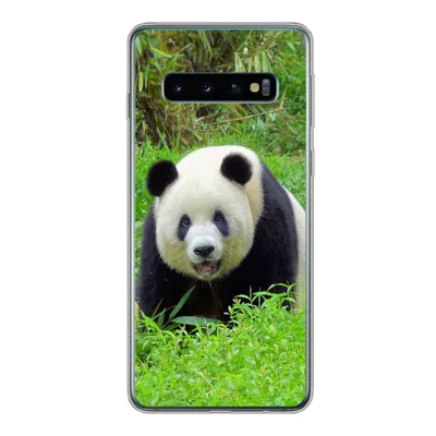 Produktbild von MuchoWow® Handyhülle Schutzhülle Hülle für Samsung Galaxy S10 Panda - Gras - Tier Silikon Softcase Handy Hülle - Handytasche