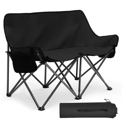 Produktbild von SUNULA Campingstuhl Faltbar 2 Personen Doppel Klappstuhl Camping, Schwarz